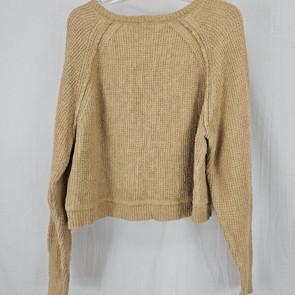 Free People High-low V-neck Sweater In Camel Women's Size Large - Picture 8 of 8
